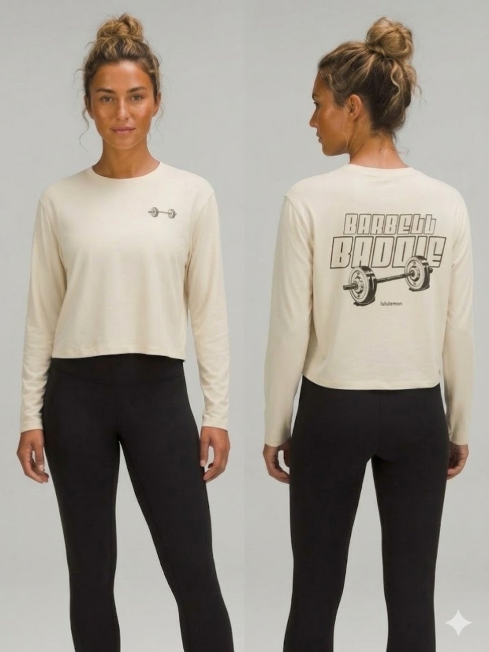 🍋Lululemon Jersey Training LS Barbell Baddie Graphic NWT Size 8